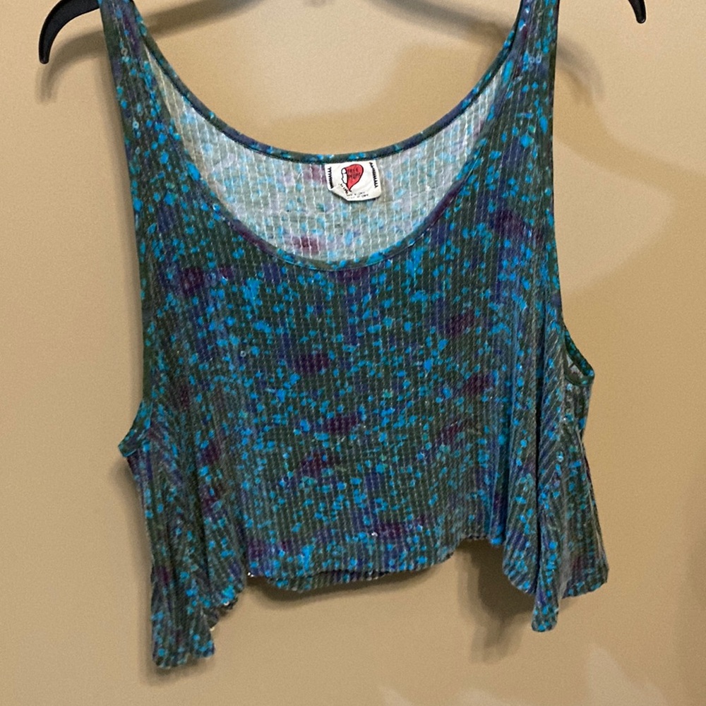 Free People Blue and Green Tank Top